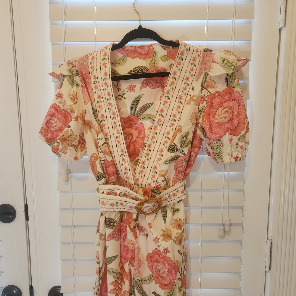 Floral V-Neck Dress with Belt